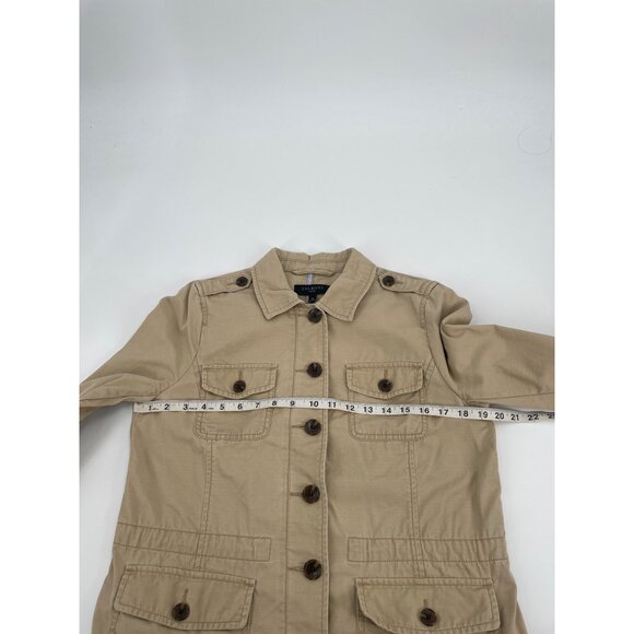 Talbots Petite Womens Medium Cotton Utility Jacket Beige Classic Minimalist - Picture 7 of 8